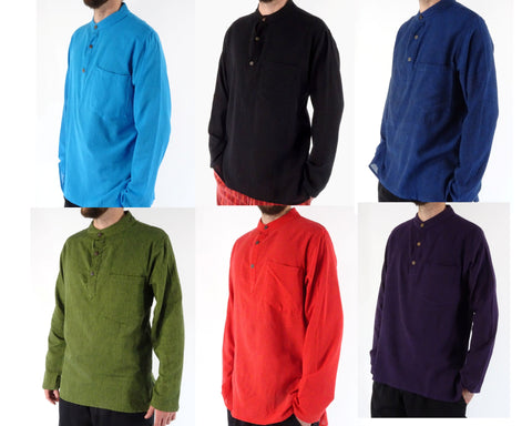 UNISEX GRANDAD COLLARLESS PLAIN SHIRTS