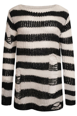 OVERSIZED PUNK GOTHIC DISTRESSED JUMPER/SWEATER