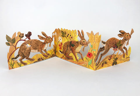 MARK HEARLD 3D DIE CUT GREETING CARD Hares