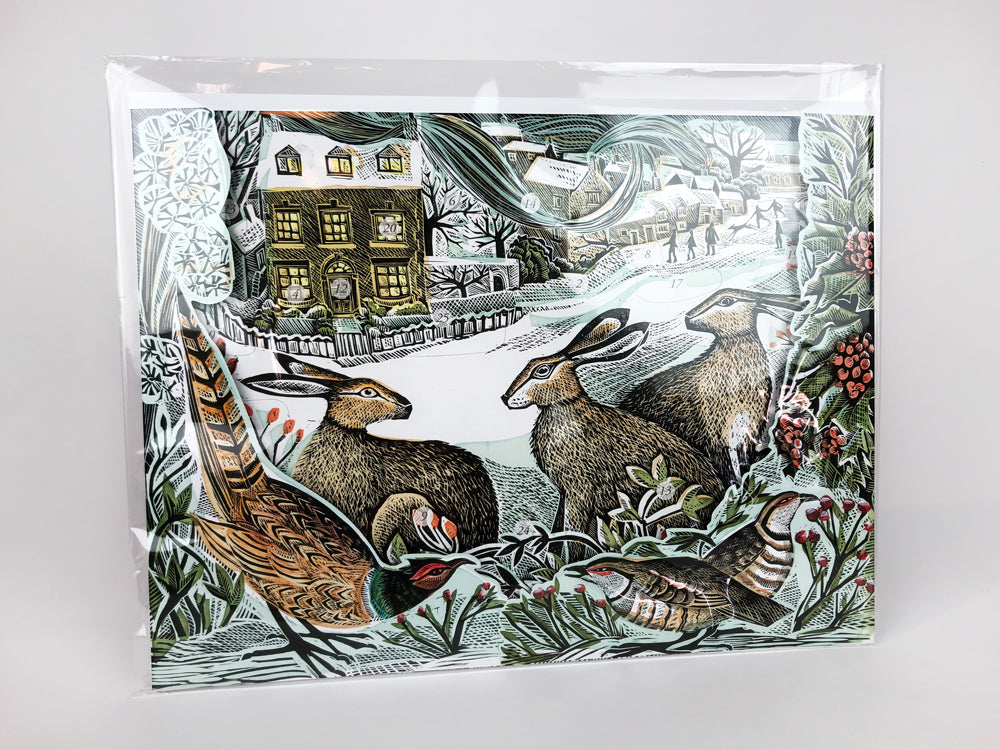 ANGELA HARDING 3D ADVENT CALENDAR We Three Hares CHRISTMAS FREESTANDING