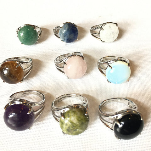 ADJUSTABLE HEALING CRYSTAL RINGS