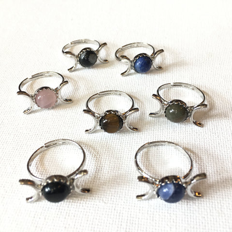 ADJUSTABLE HEALING CRYSTAL MOON RINGS