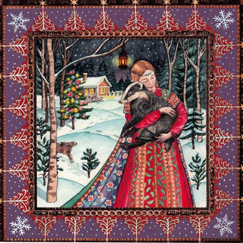 YULE XMAS GREETING CARD Badger Bliss PAGAN SOLSTICE WENDY ANDREW
