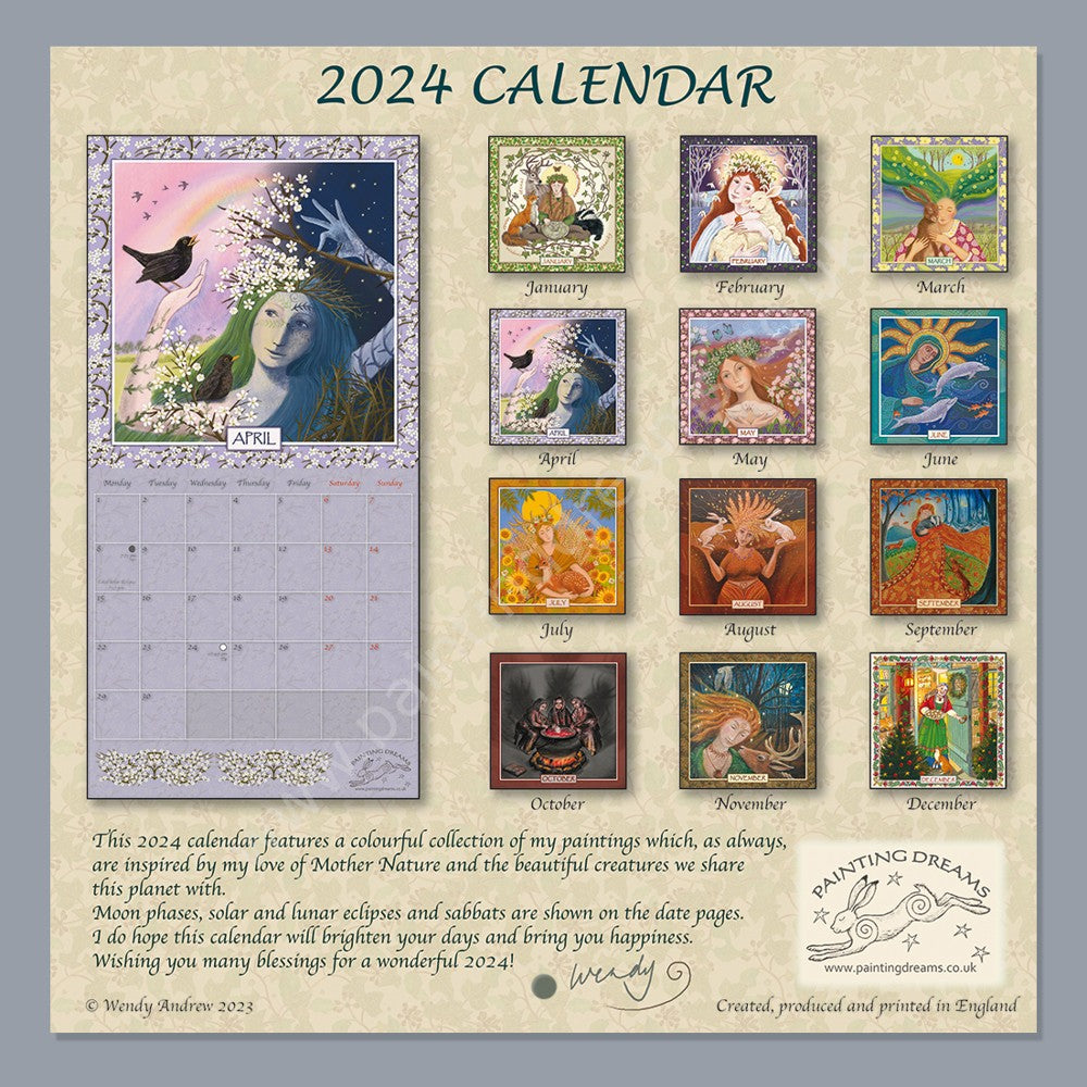 WENDY ANDREW 2024 PAGAN WICCAN WALL CALENDAR