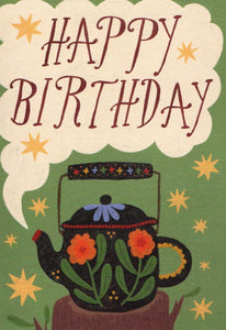 GREETING CARD Birthday Teapot PRINTER JOHNSON