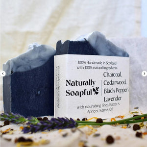 NATURALLY SOAPFUL VEGAN SOAP: Charcoal, Cedarwood, Black Pepper & Lavender