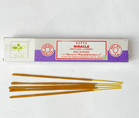MIRACLE WHITE SAGE & LAVENDER SATYA NAG CHAMPA INCENSE STICKS