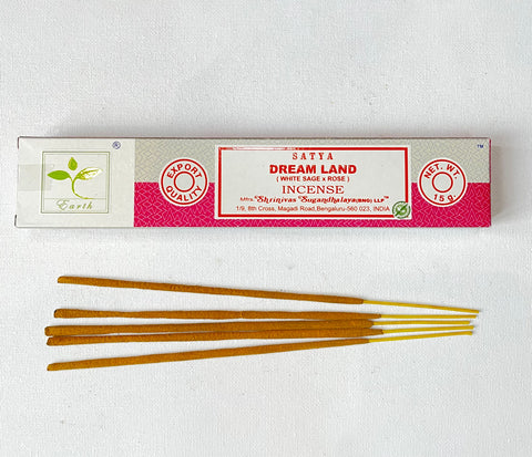 DREAM LAND WHITE SAGE & ROSE SATYA NAG CHAMPA INCENSE STICKS