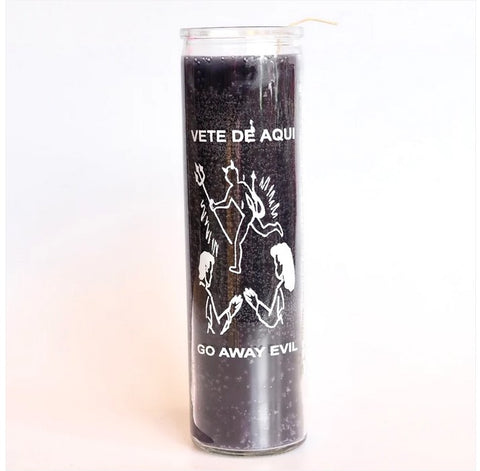GO AWAY EVIL MEXICAN PRAYER, RITUAL CANDLE