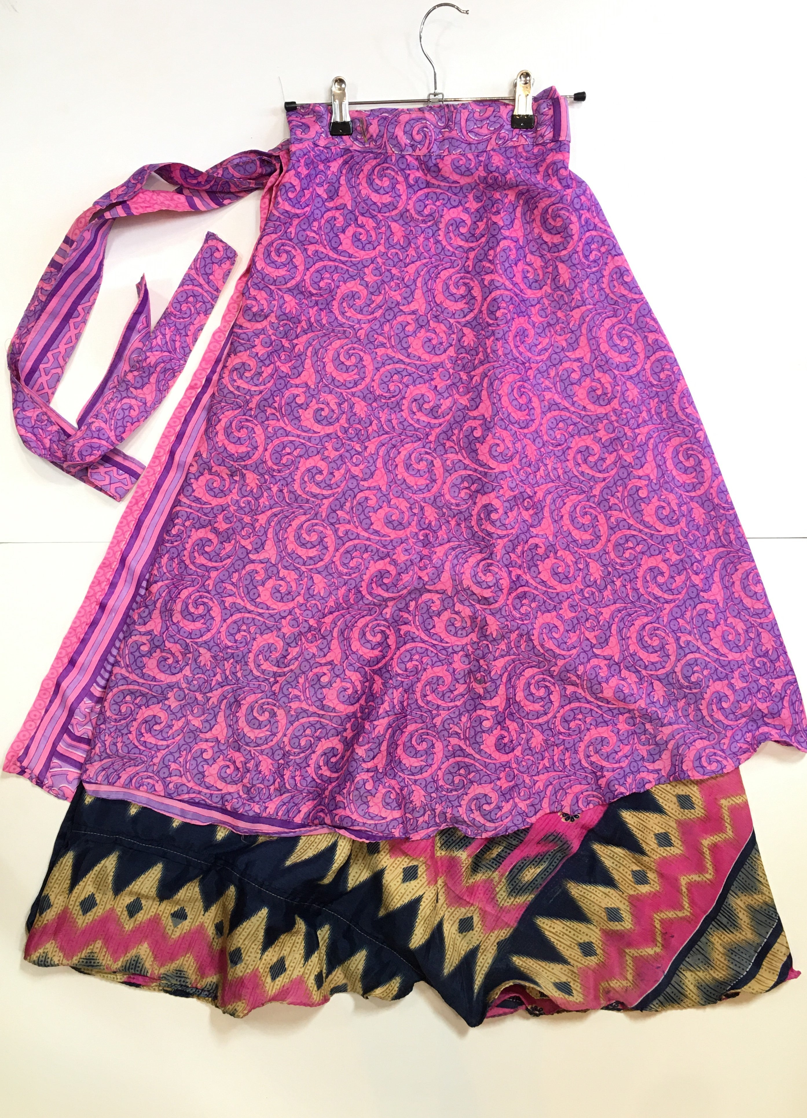 Wholesale lot Reversible Double layer Indian Handmade silk Long wrap skirt  | eBay
