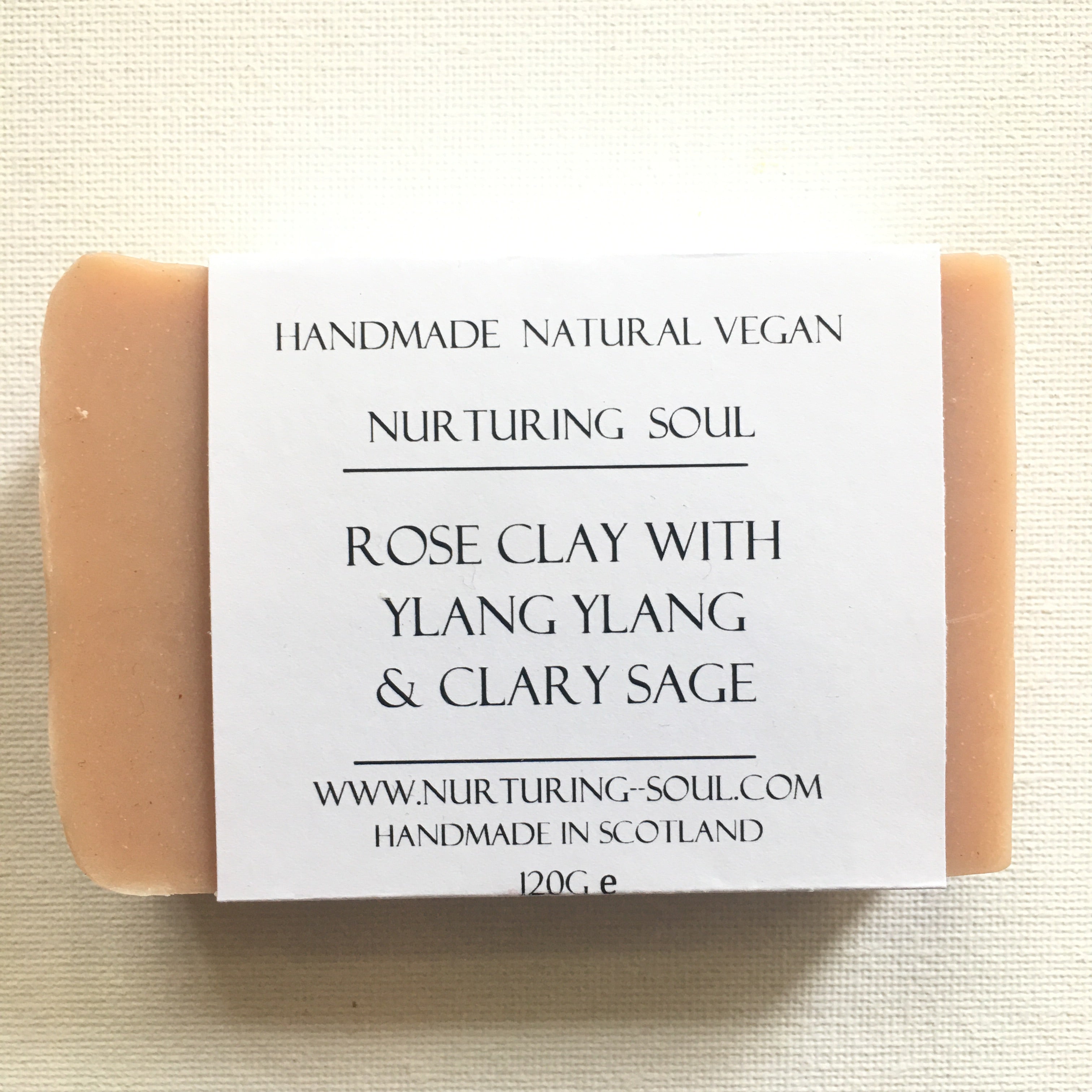 NURTURING SOUL VEGAN SOAP Rose Clay with Ylang Ylang & Clary Sage