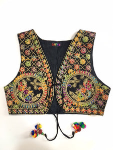 CROPPED INDIAN EMBROIDERED WAISTCOAT