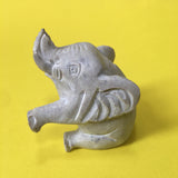 SOAPSTONE SITTING ELEPHANT FIGURE