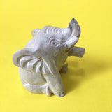 SOAPSTONE SITTING ELEPHANT FIGURE