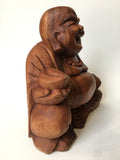 WOODEN HAPPY BUDDHA STATUE Figure 25 cm