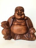 WOODEN HAPPY BUDDHA STATUE Figure 25 cm