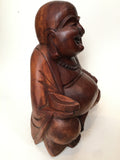 WOODEN HAPPY BUDDHA STATUE Figure 30 cm A