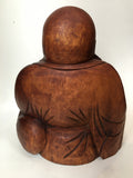 WOODEN HAPPY BUDDHA STATUE Figure 30 cm A