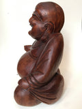 WOODEN HAPPY BUDDHA STATUE Figure 30 cm A