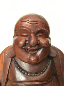 WOODEN HAPPY BUDDHA STATUE Figure 30 cm A