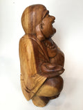 WOODEN HAPPY BUDDHA STATUE Figure 30 cm B