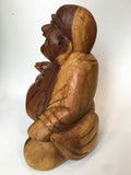 WOODEN HAPPY BUDDHA STATUE Figure 30 cm B