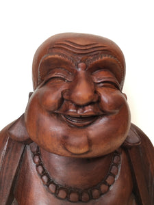 WOODEN HAPPY BUDDHA STATUE Figure 30 cm C