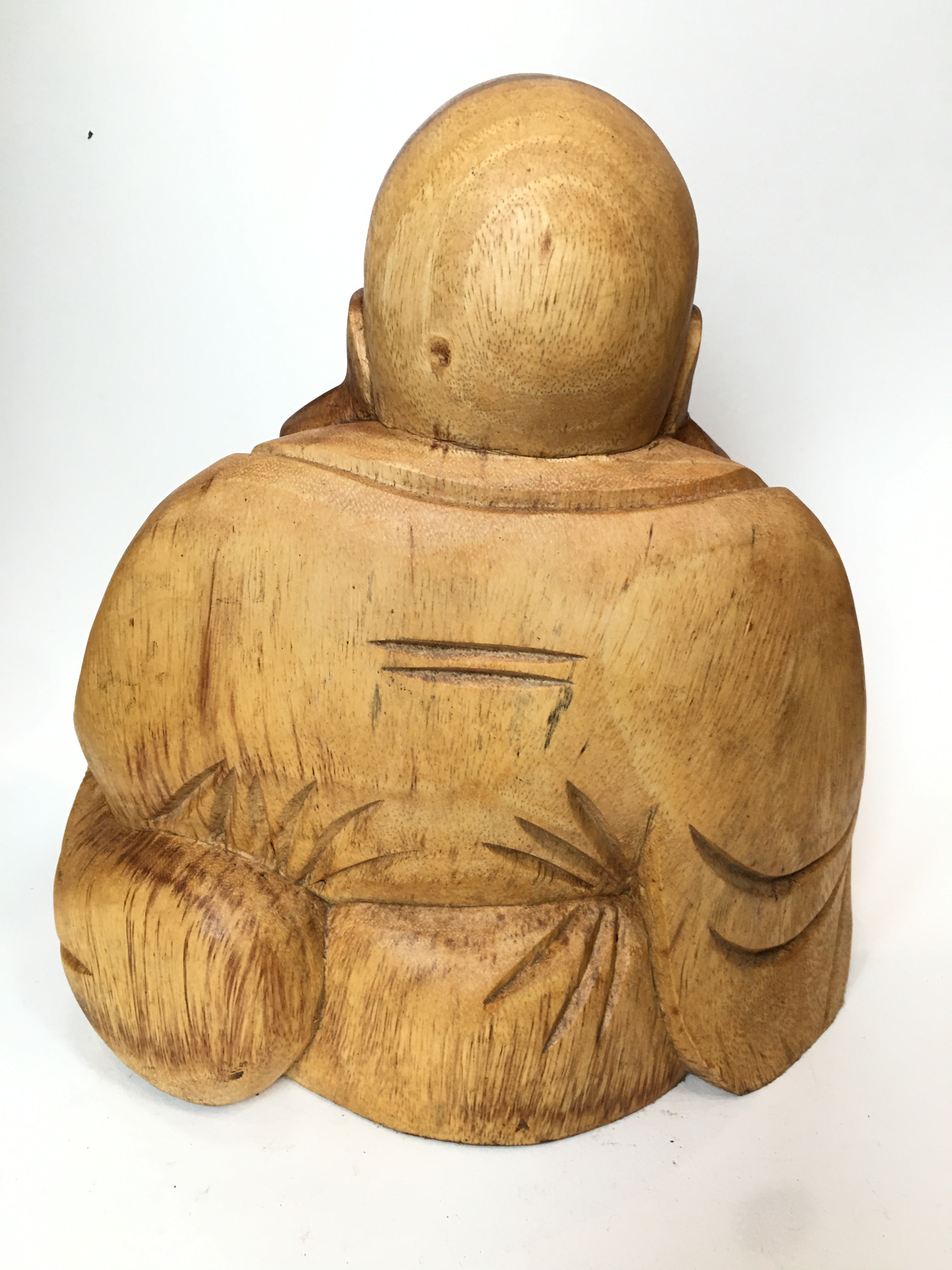 WOODEN HAPPY BUDDHA STATUE Figure 30 cm D