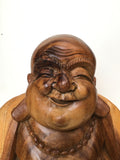 WOODEN HAPPY BUDDHA STATUE Figure 30 cm D
