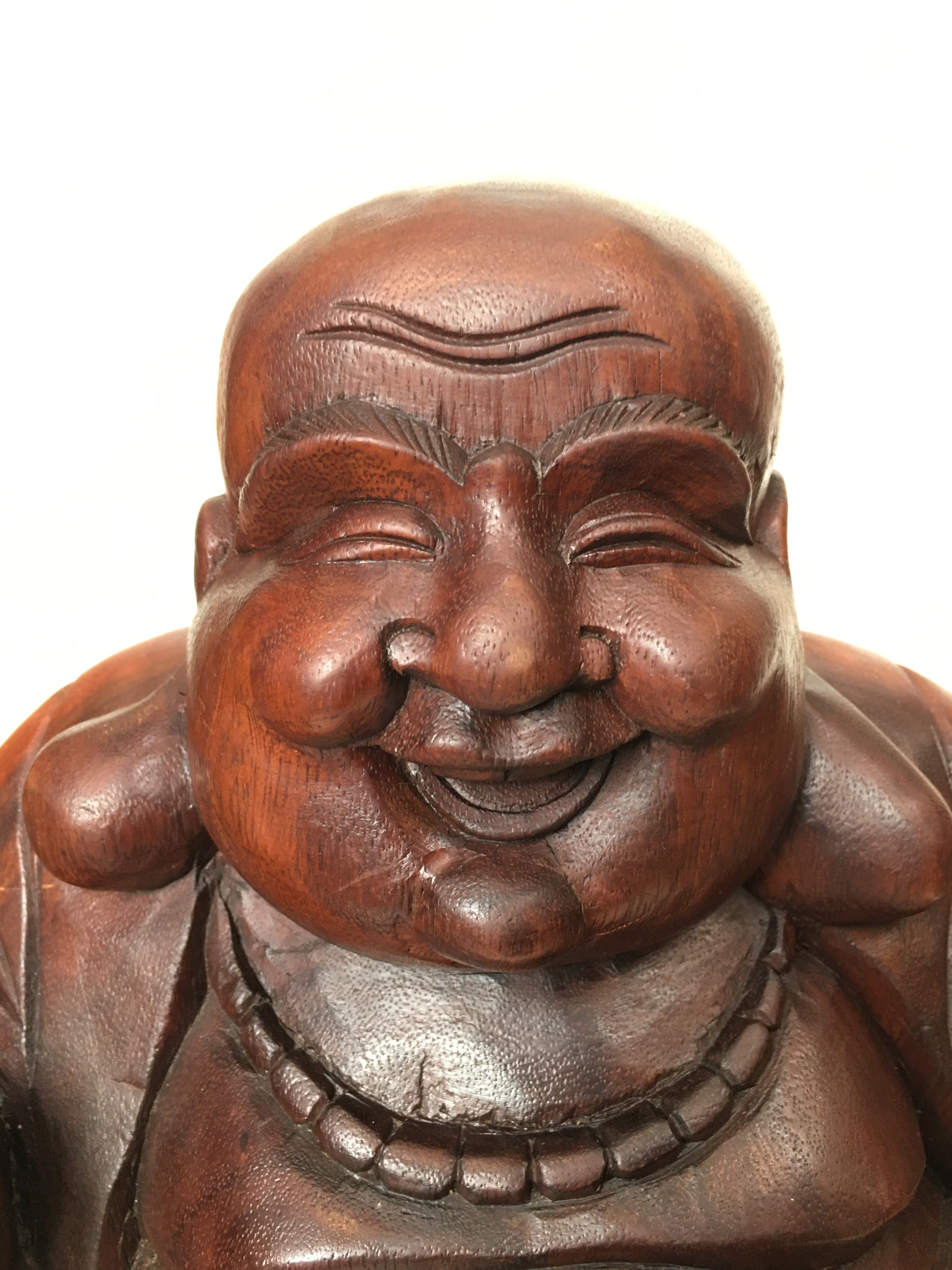 WOODEN HAPPY BUDDHA STATUE Figure 30 cm E