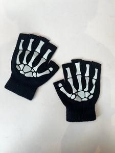 GOTHIC PUNK KNITTED FINGERLESS SKELETON HAND GLOVES