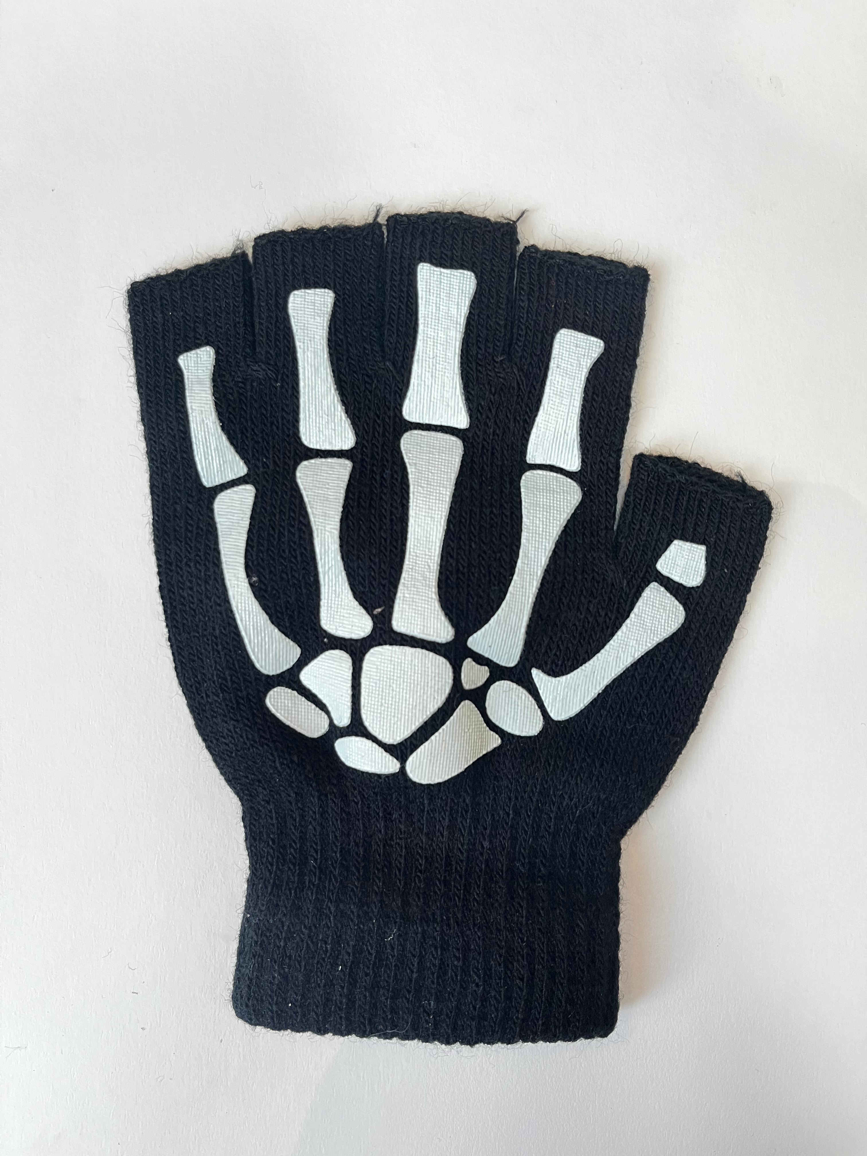 GOTHIC PUNK KNITTED FINGERLESS SKELETON HAND GLOVES