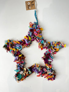 RECYCLED SARI STAR WREATH