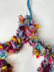 RECYCLED SARI STAR WREATH