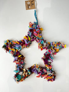 RECYCLED SARI STAR WREATH