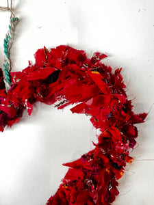 RECYCLED SARI HEART WREATH