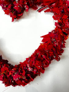 RECYCLED SARI HEART WREATH