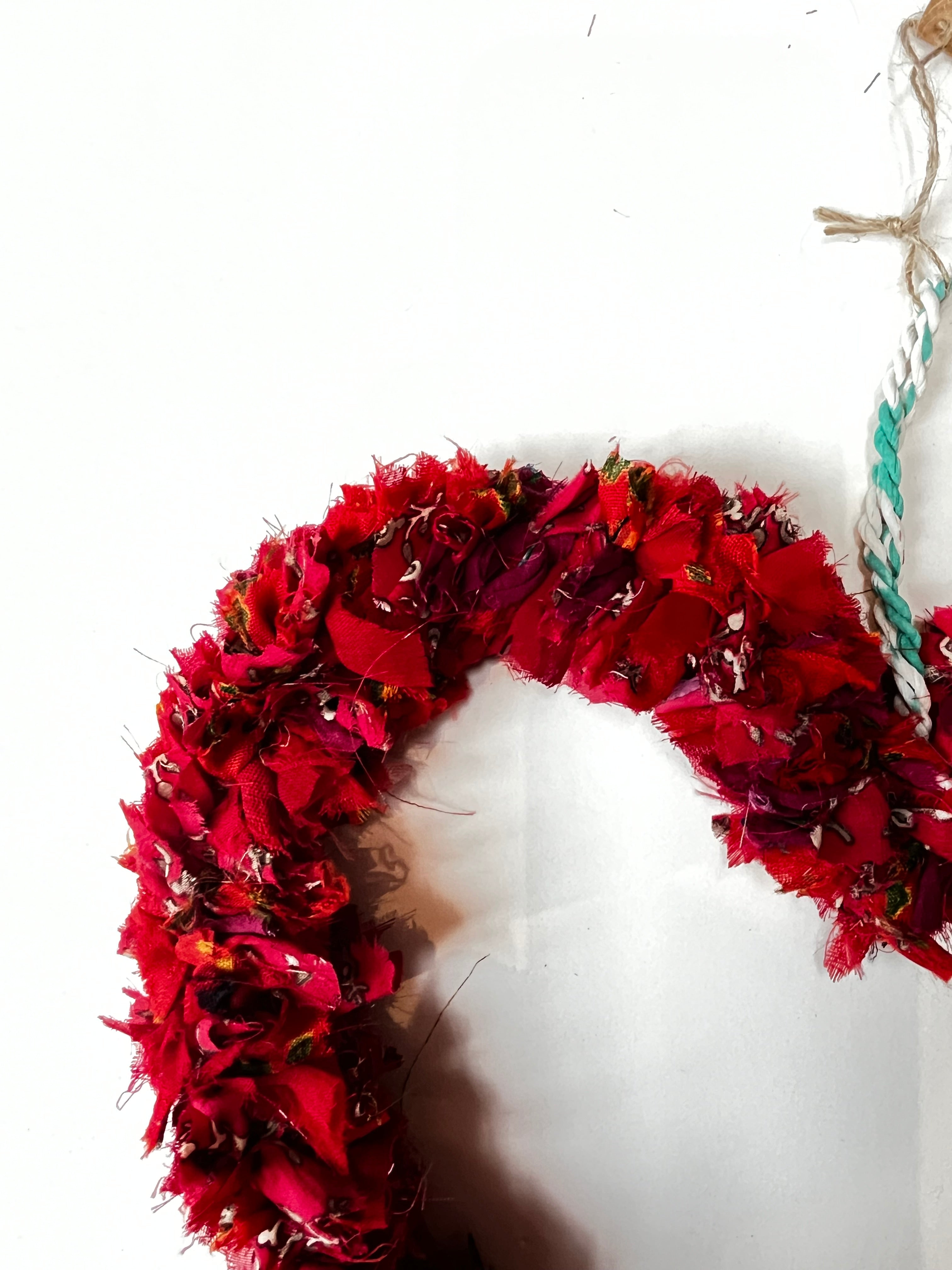 RECYCLED SARI HEART WREATH