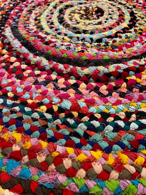 ROUND INDIAN RAG RUG Fairtrade COTTON BOHO HANDMADE INDIAN RECYCLED ...
