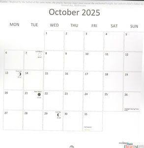 TAMSIN ABBOTT 2025 PAGAN WICCAN WALL CALENDAR