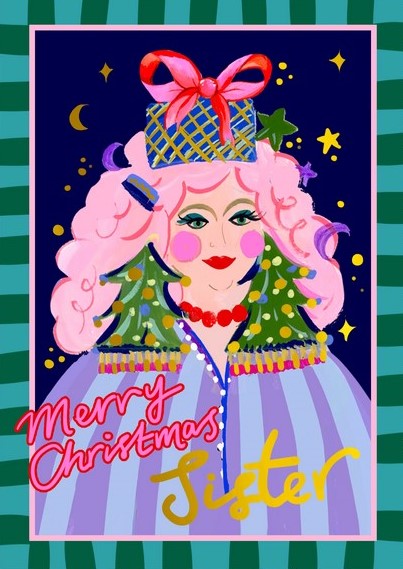 CHRISTMAS, YULE GREETING CARDS Merry Christmas Sister ELEANOR BOWMER