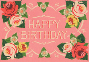 GREETING CARD Roses & Castles Birthday Card PRINTER JOHNSON