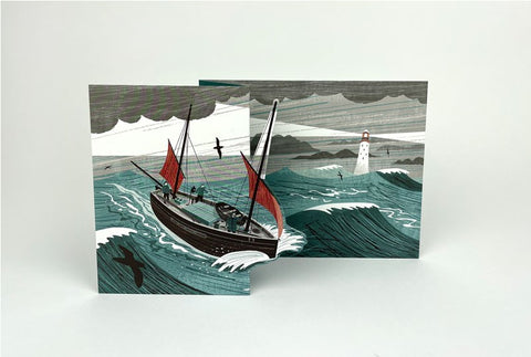 MATT JOHNSON 3D DIE CUT GREETING CARD Lugger in a Storm