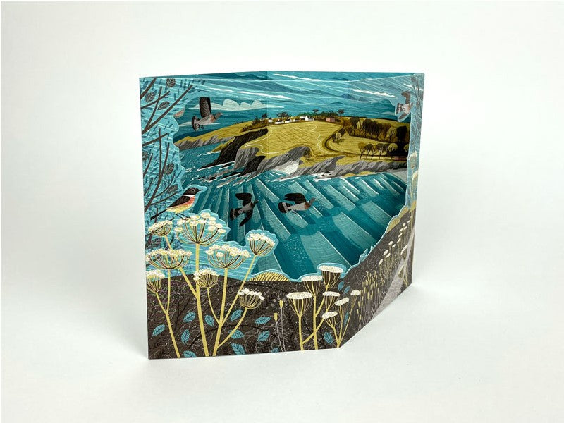 MATT JOHNSON 3D DIE CUT GREETING CARD Maenporth Coast Path