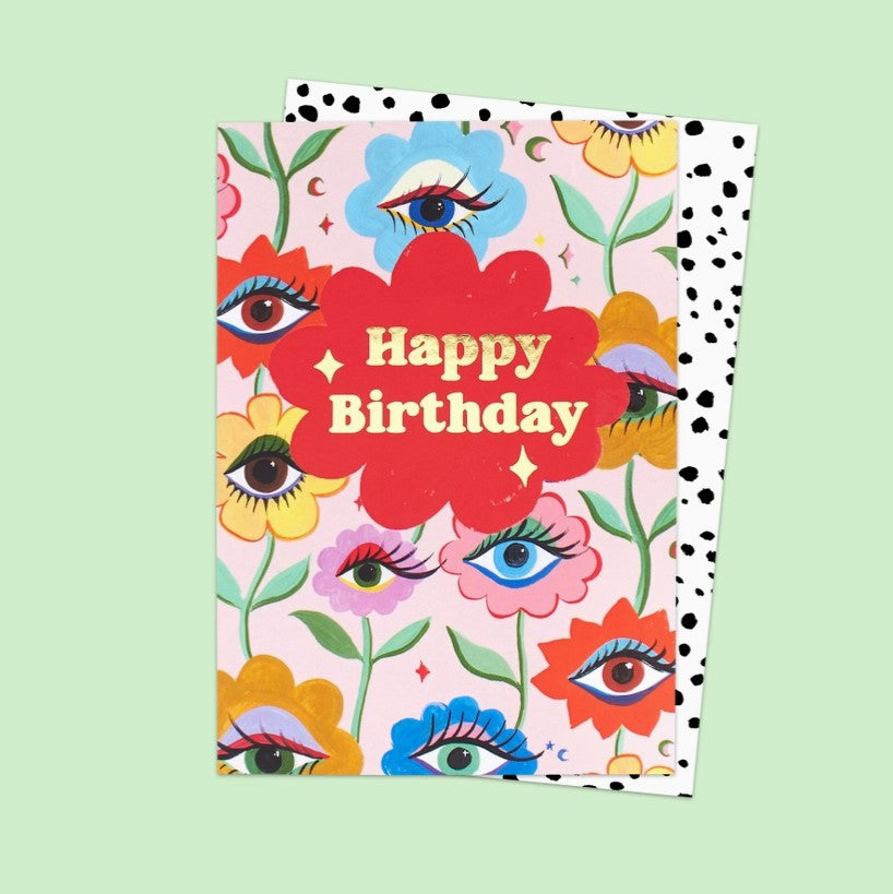 GREETING CARDS Happy Birthday Flower Eyes ELEANOR BOWMER