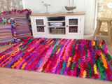 RECYCLED FLUFFY SARI INDIAN RAG RUG
