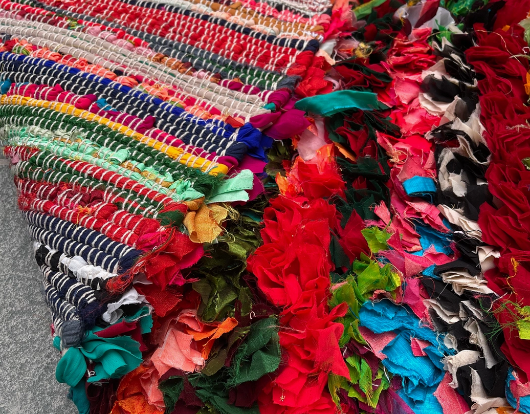 RECYCLED SARI FLUFFY RAG RUG Fairtrade COTTON BOHO HANDMADE INDIAN – We ...