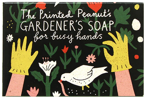 PRINTED PEANUT VEGAN SOAPS: Gardener's Soap, Mint & Poppyseed