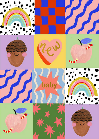 GREETING CARDS New Baby Patchwork ELEANOR BOWMER