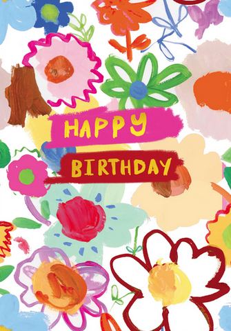 GREETING CARD Happy Birthday Florals ELEANOR BOWMER